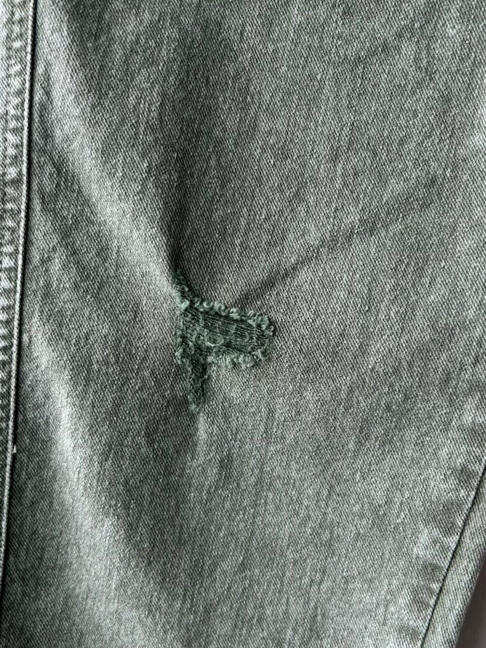 7 For All Mankind High Waist Cropped Straight Jeans Green Frayed Hem Size 28 - Picture 7 of 13